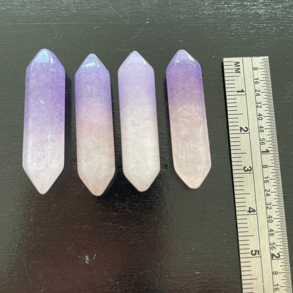 Four Dyed Rose Quartz Double Points - #9